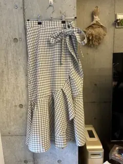 オゾック　ギンガムチェック　ロングスカート　上品　清楚系