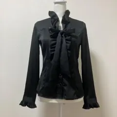 ナラカミーチェ　ブラウス　長袖　ブラック　フリル　大人　上品　素敵　襟