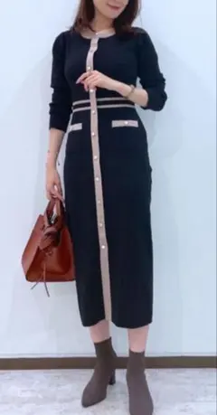 本日限り！★アンドミュー★人気配色ニットワンピース