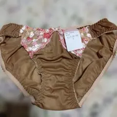ハート柄レース付きブラウンショーツ Lサイズ新品