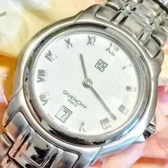 稼動　ジバンシー　メンズ腕時計　ローマン　シルバー　純正ベルト　デイトのサムネイル