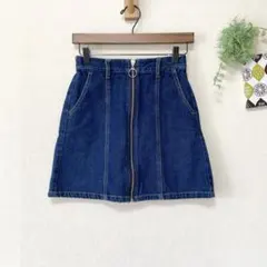 【ブラウニースタンダード】 フロントジップ 台形スカート デニム 可愛い