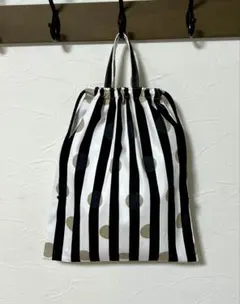 B238・LL35×40㎝ハンドメイドお着替え袋・体操着袋★ストライプドットクロ