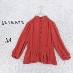 gaminerie/ブラウス/長袖/とろみ/赤/ペプラム/長袖/M/体型カバーのサムネイル