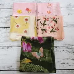 【新品未使用】アツキオオニシ 他 ハンカチ まとめて5枚セット 大判 花柄 和柄のサムネイル