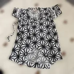 白と黒の幾何学模様 ベビー甚平 80cm