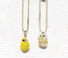 ビーズストラップ　ヒヨコ風　フクロウ風　鳥風　ハンドメイド
