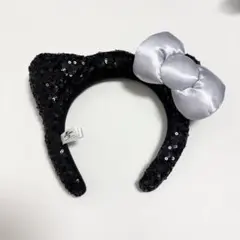 ユニバ カチューシャ キティ スパンコール 黒