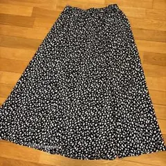 フレアスカート 黒白水玉模様 ストラップ付き