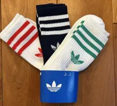 新品　アディダス　22-24cm ソリッド　ミッドクルーソックス　3色セット