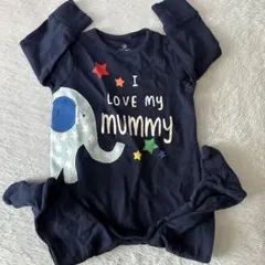 next baby ロンパース　ネイビー　男の子　動物柄　星柄　足付き　長袖　春