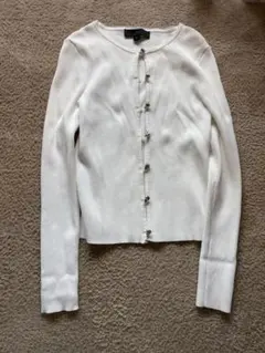 美品　ザラ　リブニットカーディガン　ホワイト　M