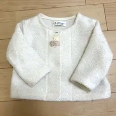 ホワイトベビー　カーディガン　花刺繍付き