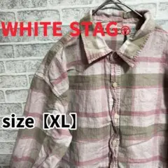 【F489】WHITE STAG長袖シャツ【XL】ピンク
