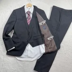 美品 パーソンズ 3ピース スーツ ブラック ポールスミス ネクタイ 4点 M