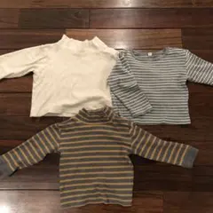 無印良品 長袖キッズ 男女 ボーダー 80 90 3枚セット