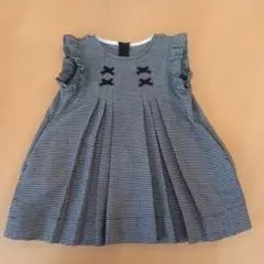 フリル袖 白黒チェック ワンピース