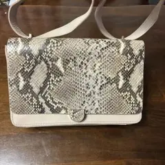 ヘビ革 ショルダーバッグ ベージュ/ブラウン