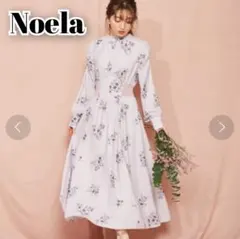 ✨極美品✨Noela ラインフラワーワンピ ピンク ベージュ 花柄 長袖 ロング