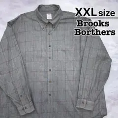 ブルックスブラザーズ　長袖シャツ　XXL　グレンチェック　グレー　ウール混　古着