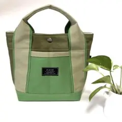 帆布トートバッグ グリーン ベージュ