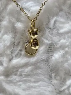 236)K18刻印 ファッションアクセサリー ネックレス 猫 ねこ ネコ