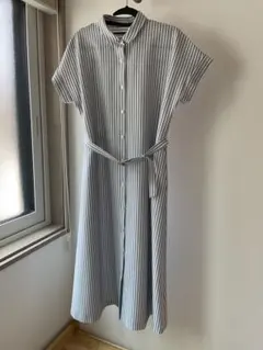 Max Mara 白タグマックスマーラリネン コットン シルク ワンピース 42