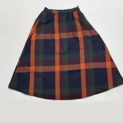 【美品】チェック柄 Aラインスカート Sサイズ ウエストゴム 秋色 大人可愛い