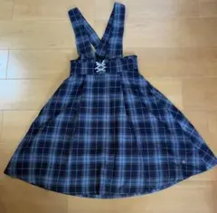 pom ponette juniorネイビー系チェックジャンバースカート