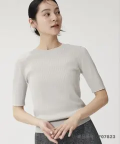 プラステ UVカットレーヨンブレンド2way半袖リブニット グレー サイズM