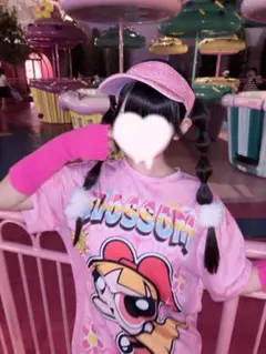パワーパフガールズ Tシャツ サンバイザー アームカバー ピンク 3点セット