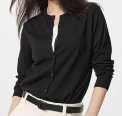 【未使用】ユニクロ UVカットクルーネックカーディガン ブラック XLサイズ