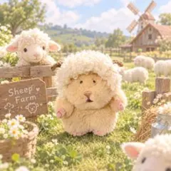 ぬい服 はむにぎり用 ひつじ帽子 ハンドメイド 編み物