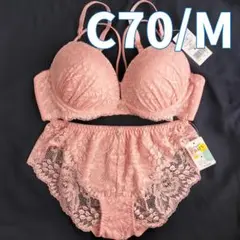 【C70】ブラ&ショーツセット ピンク コーラルピンク 透けにくい