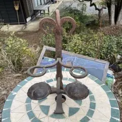 鉄製キャンドルホルダー フック付き　燭台　ビンテージ