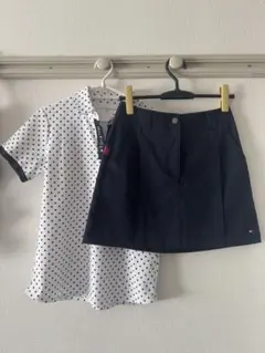 TOMMY トミーヒルフィガー ドット シャツとミニスカートセット ゴルフウェア