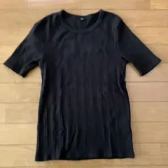 ユニクロ　半袖リブニット　M 黒