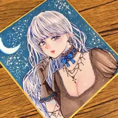 No.12 手描きイラスト オリジナル アナログ 色紙 原画 - メルカリ