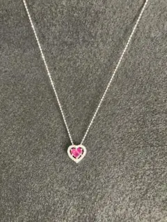【専用】 K18WG ルビー ハート ネックレス ダイヤ0.11ct 保証書あり