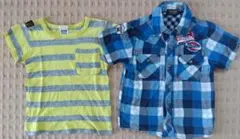 ボーダーTシャツ Wranglerチェックシャツ2点セット120cmのサムネイル