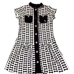 PEARLY GATES リボン柄 ワンピース 白黒 0 木戸愛着用モデル