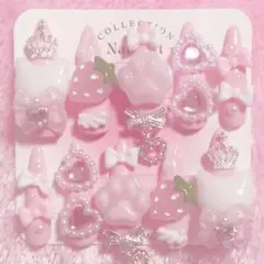 No.47 ネイルチップ ハンドメイド 量産型 地雷 平成女児 ピンク 白