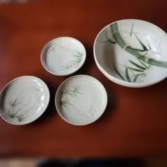 竹の絵柄の皿と深皿セット