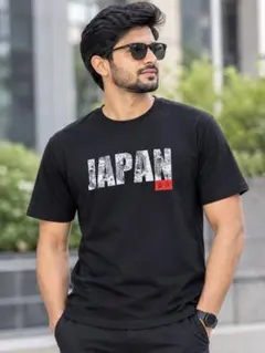 JAPAN 和柄プリント Tシャツ ブラック