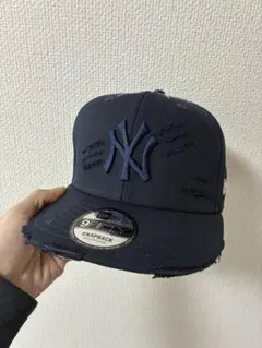 New Era 9FIFTY ネイビーキャップ スナップバック　ダメージ加工