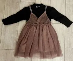 BREEZE 黒ニットとピンクチュールワンピース