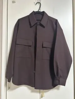 ブラウン ポケット付きシャツジャケット M