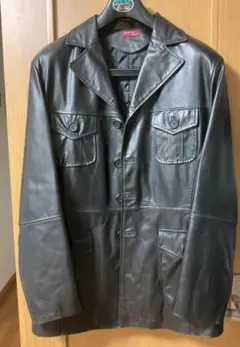 イタリア製 本革100% 黒 男性用レザージャケットXL