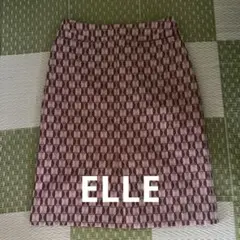 ELLE 幾何学模様 タイトスカート 前スリット　ひざ丈　サイズ38のサムネイル