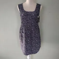 サイズM～L 花柄エプロン ネイビー #1